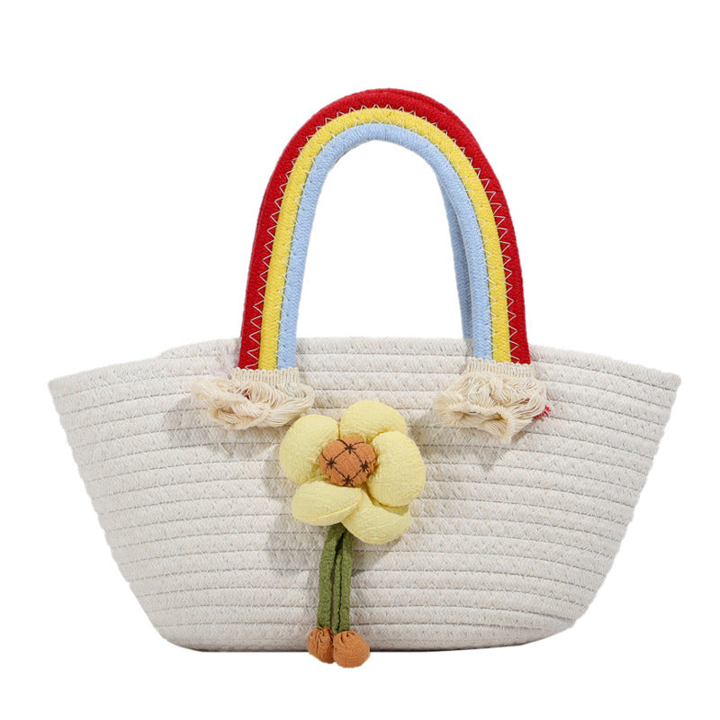 Rainbow Cotton Rope Braided Handbag