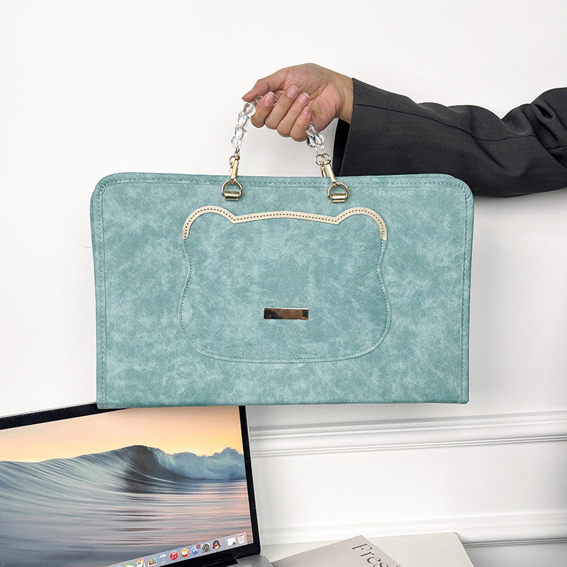 Cute Bear Laptop Sleeve with Acrylic Bead Handle