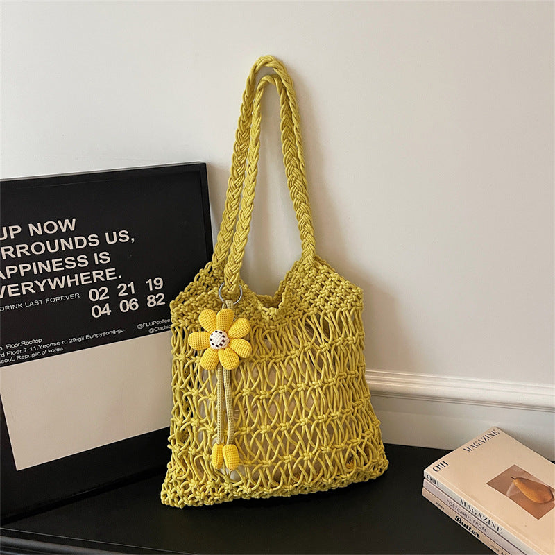 Ins Large Straw Beach Hollow Tote Korean Casual Artistic Shoulder Bag