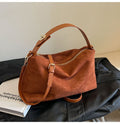 Retro Minimalist Suede Look Hobo Shoulder Bag