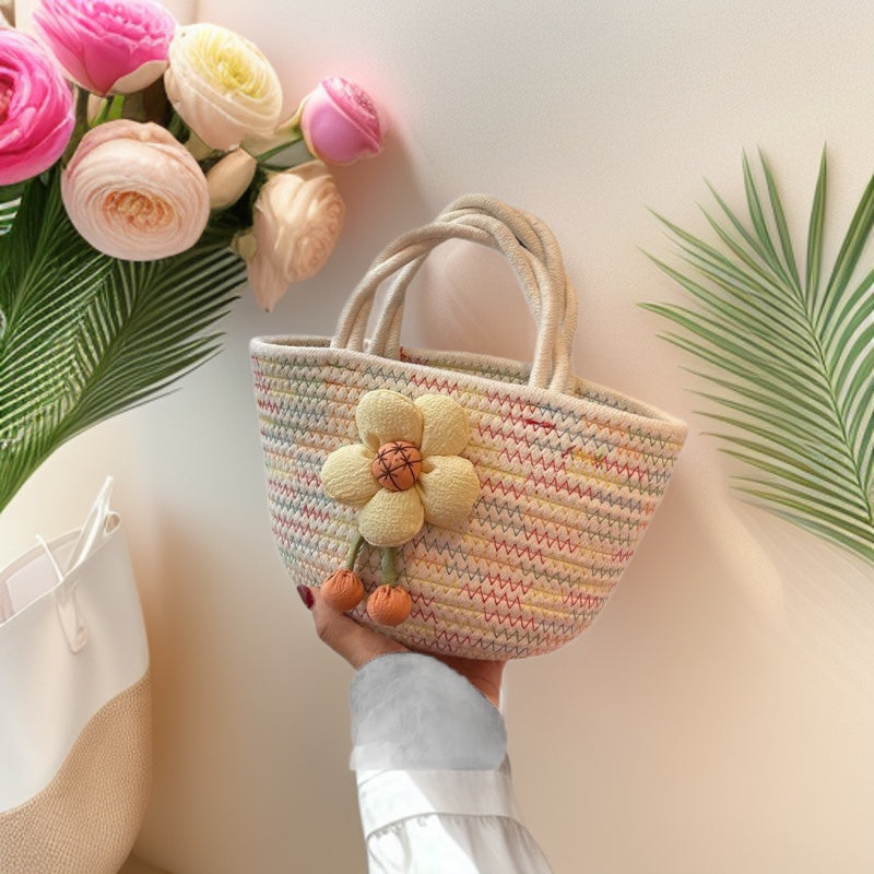 Casual Cute Cotton Rope Handheld Woven Bag