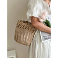 French Raffia One-Shoulder Hollow Lace Woven Beach Bag