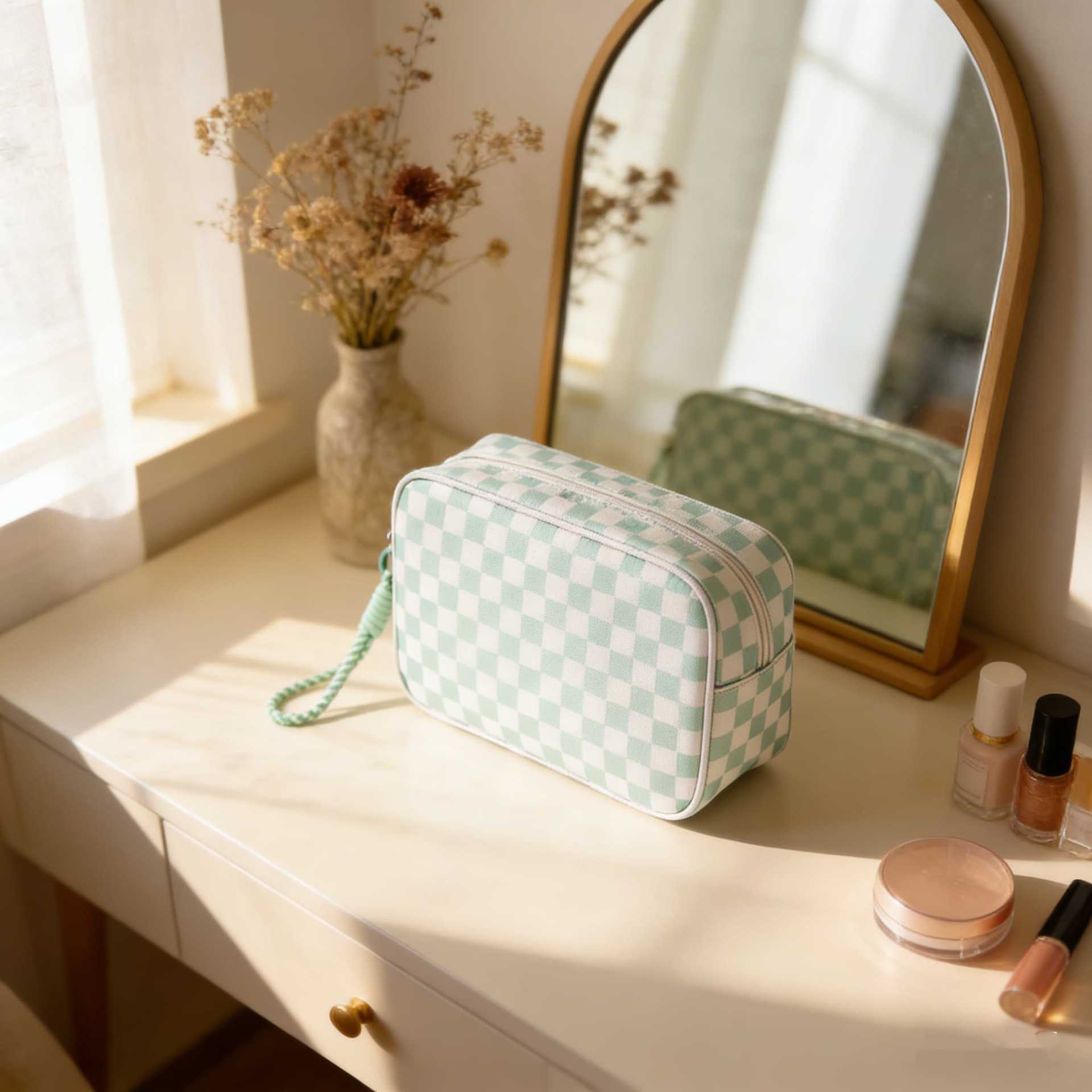 Checkerboard Large-Capacity Waterproof Travel Clutch Bag