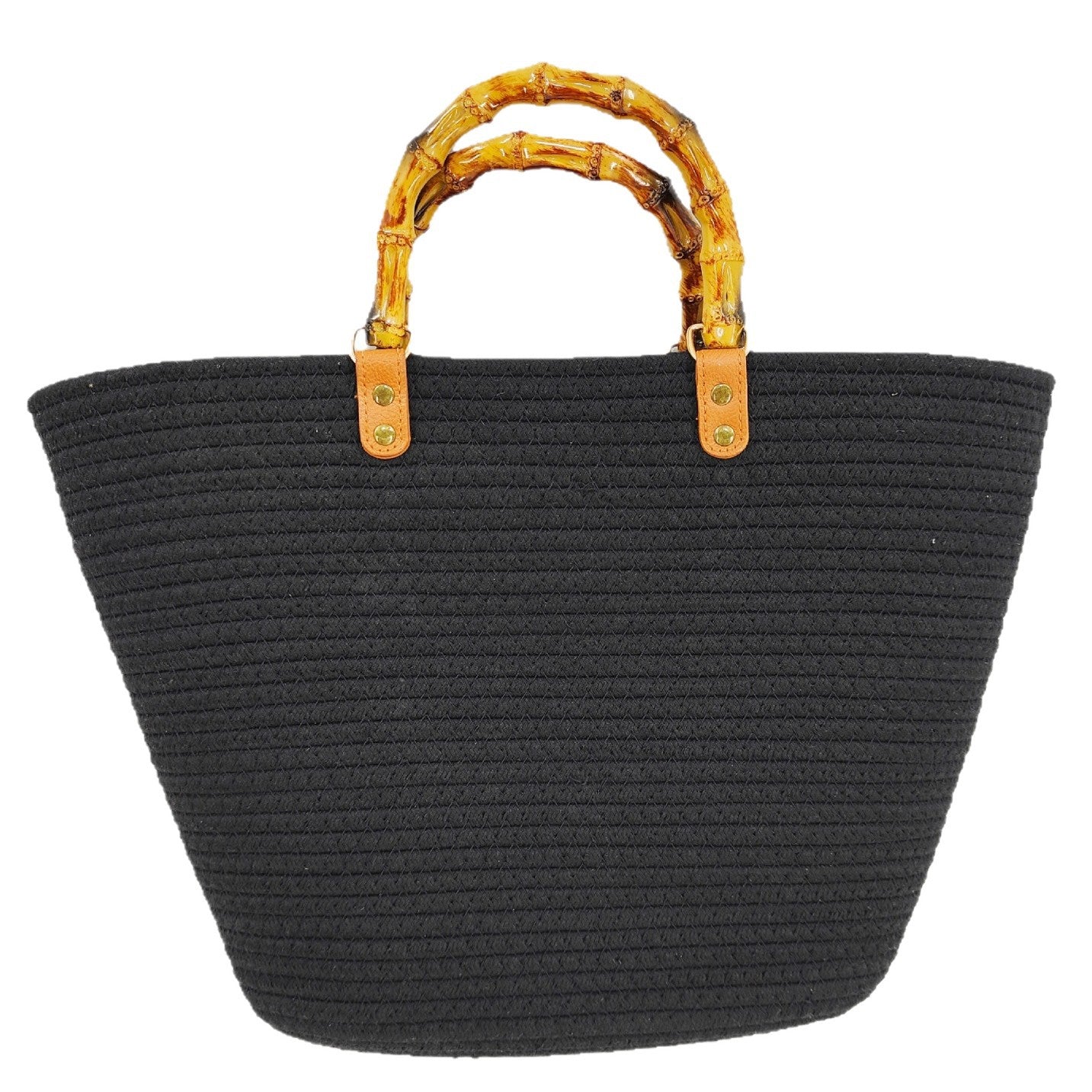 Woven Large Capacity Bamboo Shoulder Tote Bag