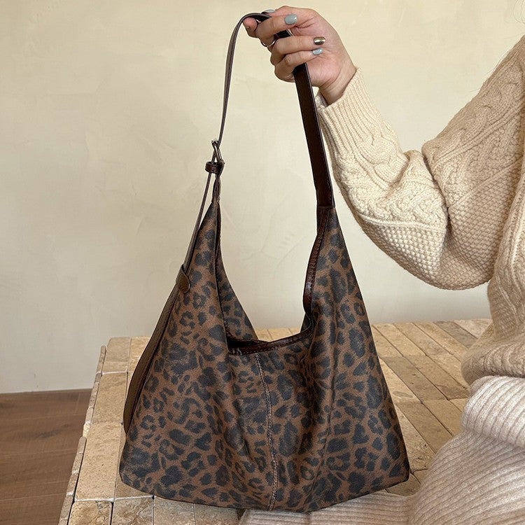 Lazy Style Large Capacity Leopard Print Tote Shoulder Bag