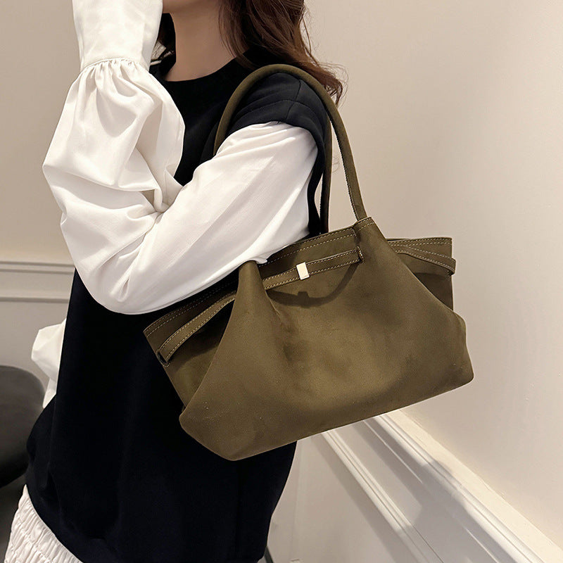 Soft Suede Tote with Chic Sculpted Silhouette