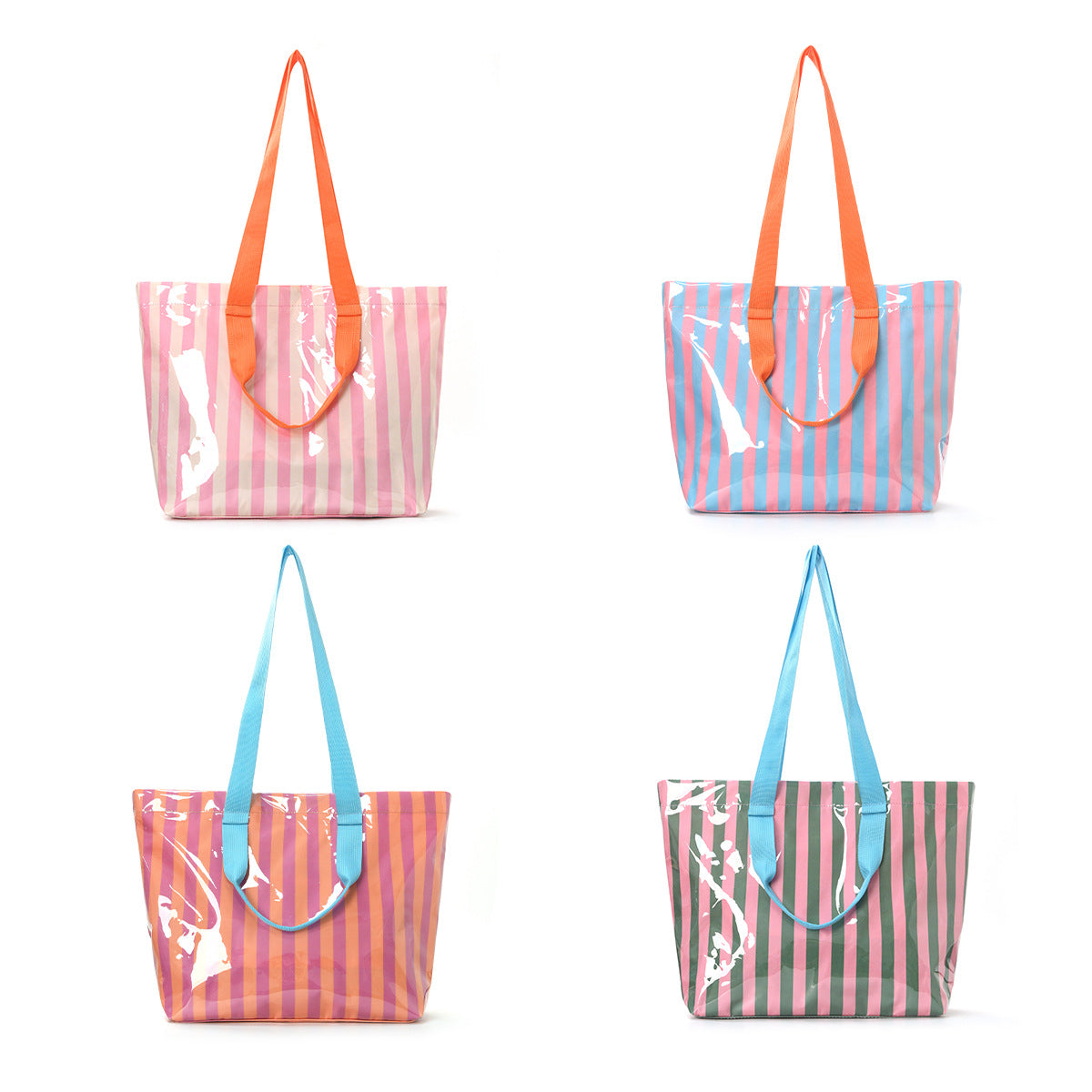 Striped Large Capacity Lightweight Travel Tote Bag