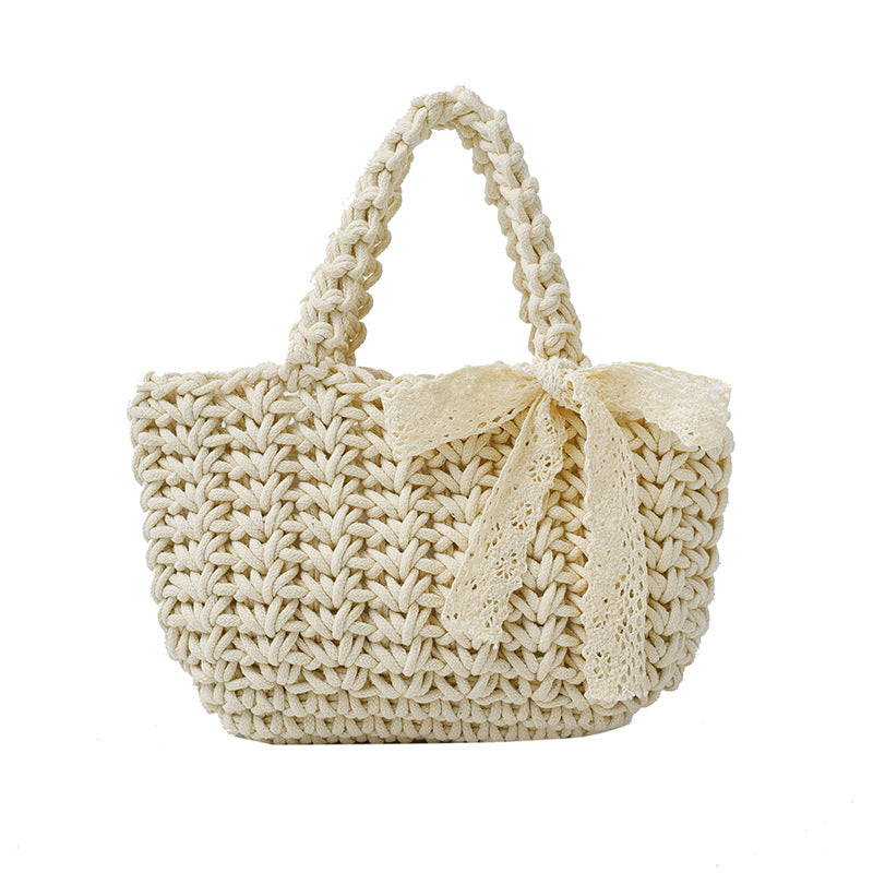 Pastoral Bow-Tie Vegetable Basket Women Beach Handbag