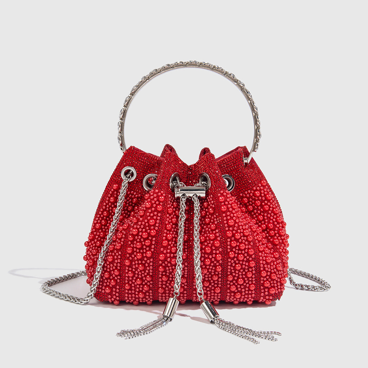 Gradient Full Diamond Tassel Evening Bag