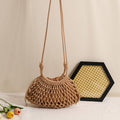 Solid Color Cotton Crossbody Hollow Mesh Straw Beach Bag