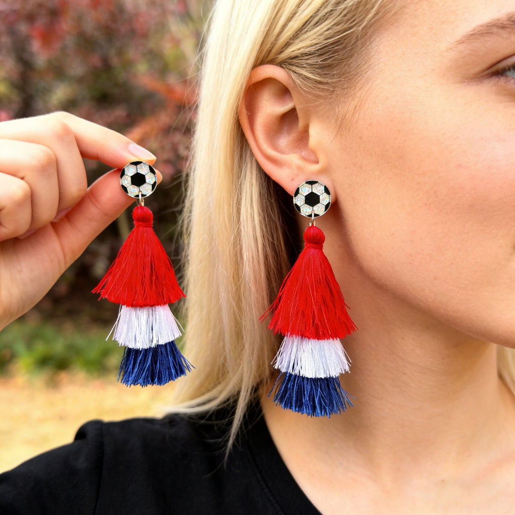 World Cup Independence Day Tassel Earrings