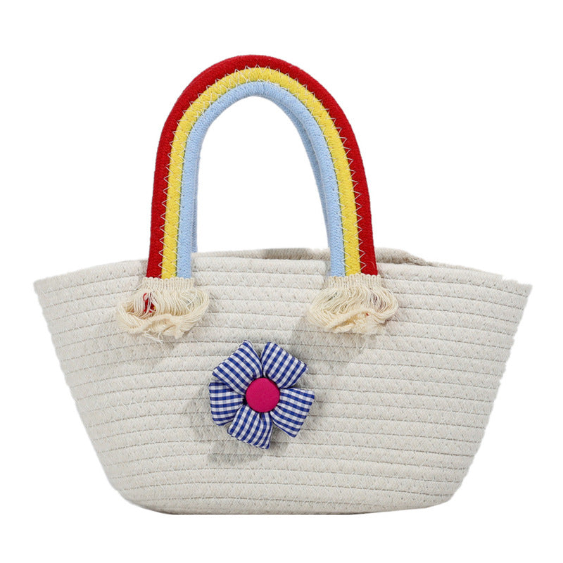 Rainbow Cotton Rope Braided Handbag