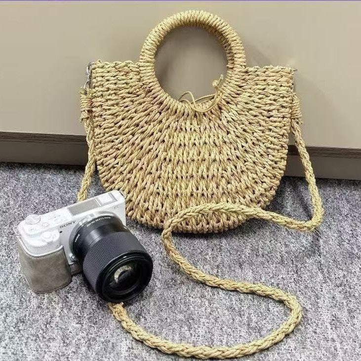 Handmade Straw Woven Crossbody Phone Bag