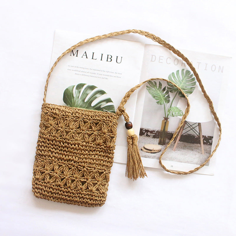 Women Shoulder Hollow Out Crossbody Handmade Woven Beach Bag