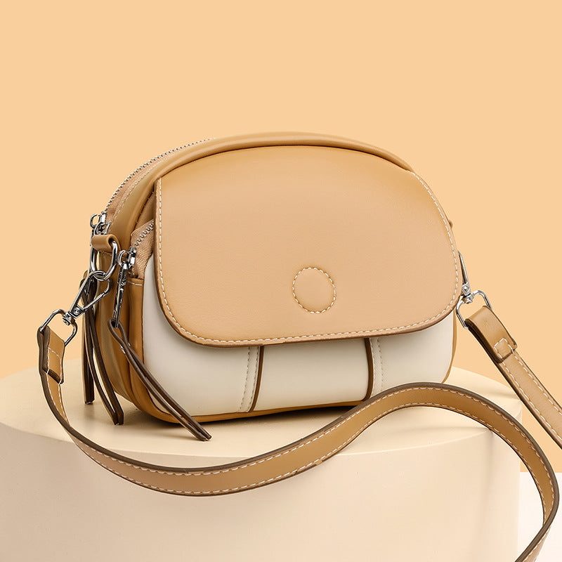 Color Block Vegan Leather Crossbody Bag