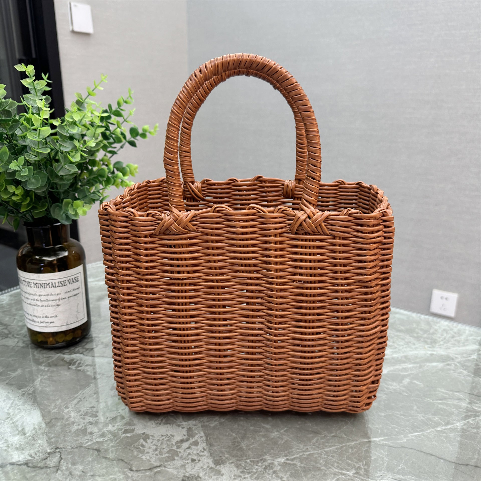 Plastic Woven Vegetable Basket Souvenir Handbag