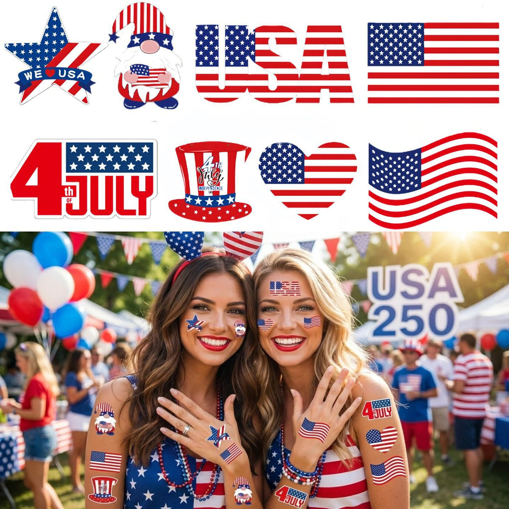 Independence Day USA 250th Flag Love Face Sticker