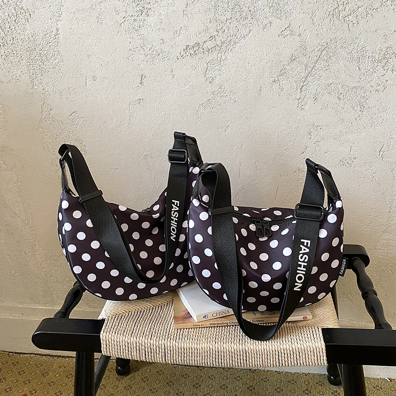 Polka Dot Crescent Hobo Shoulder Crossbody Bag