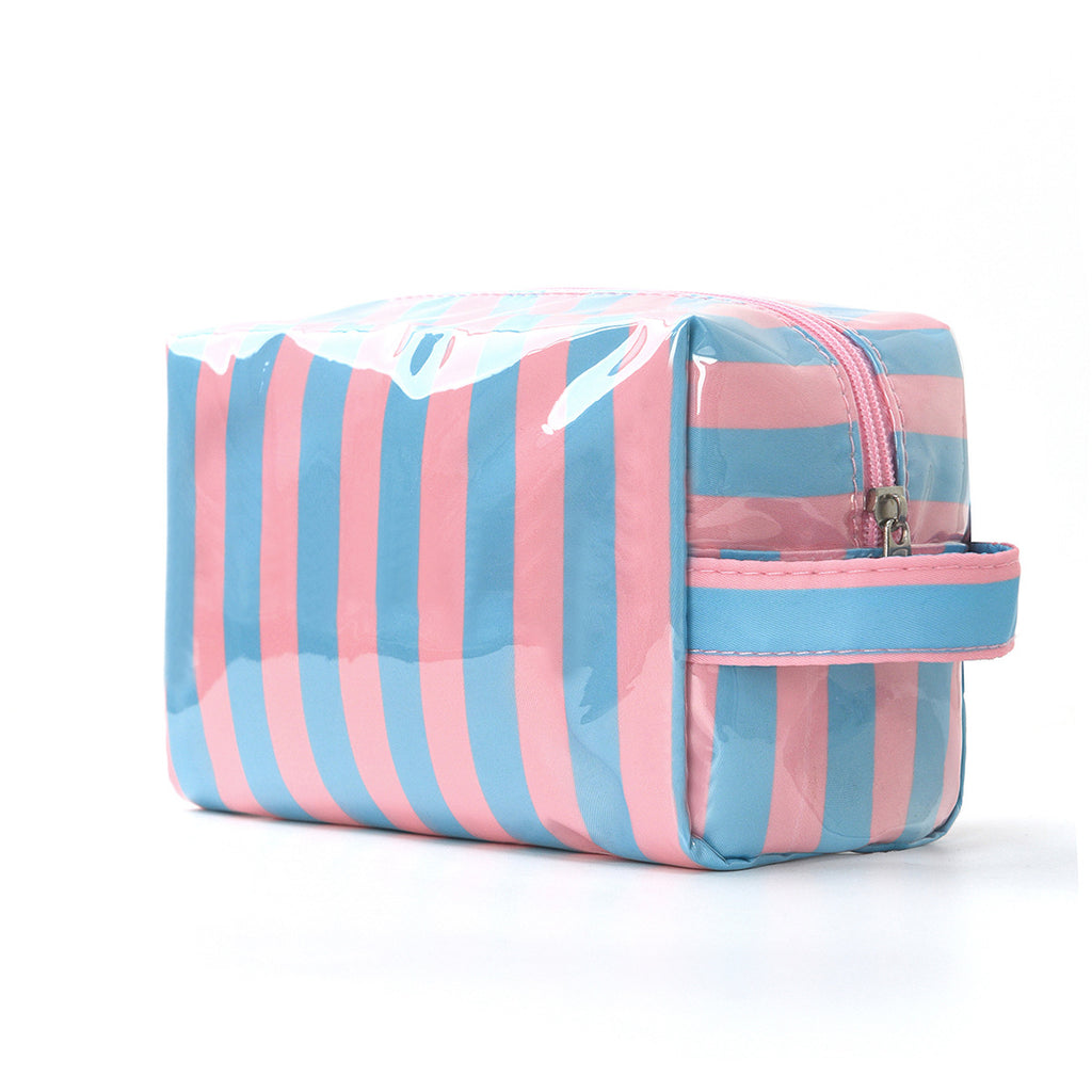 Large-Capacity Striped Travel Cosmetic Bag
