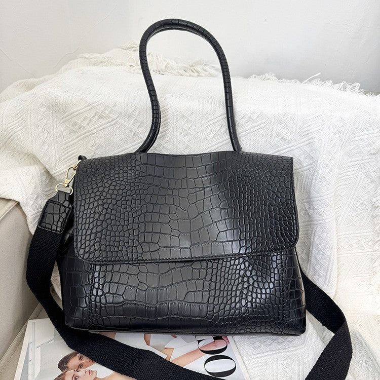 Minimalist Flap Large Vegan Leather Tote Shoulder Bag