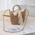 2026 Hollow Woven Straw Small Square Vacation Style Beach Crossbody Bag
