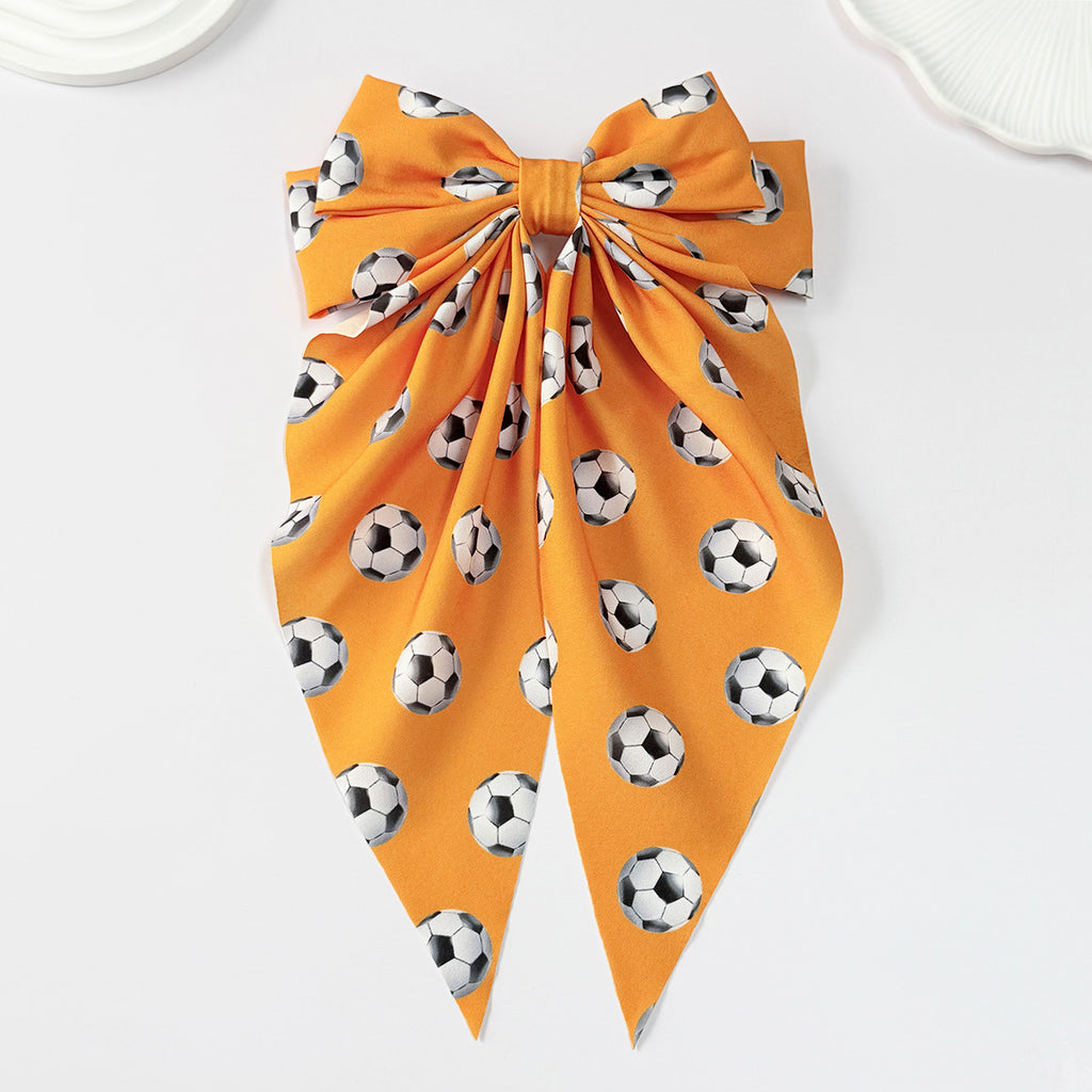 World Cup Football Print Bow Hair Clip