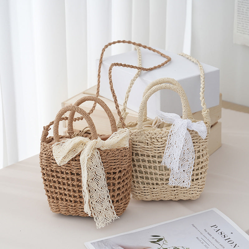 2026 Hollow Woven Straw Small Square Vacation Style Beach Crossbody Bag