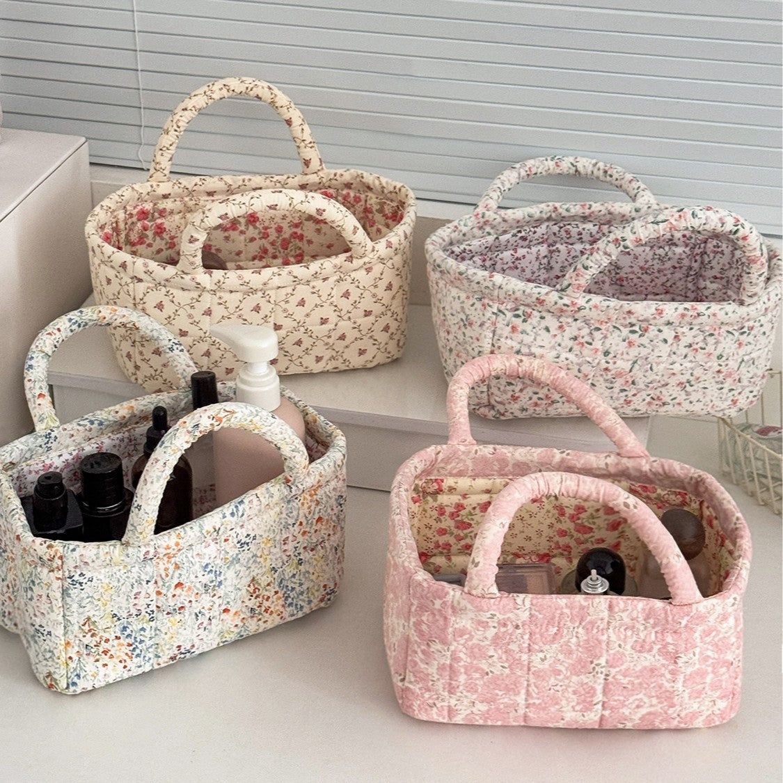 Pastoral Floral Desktop Organizer Basket