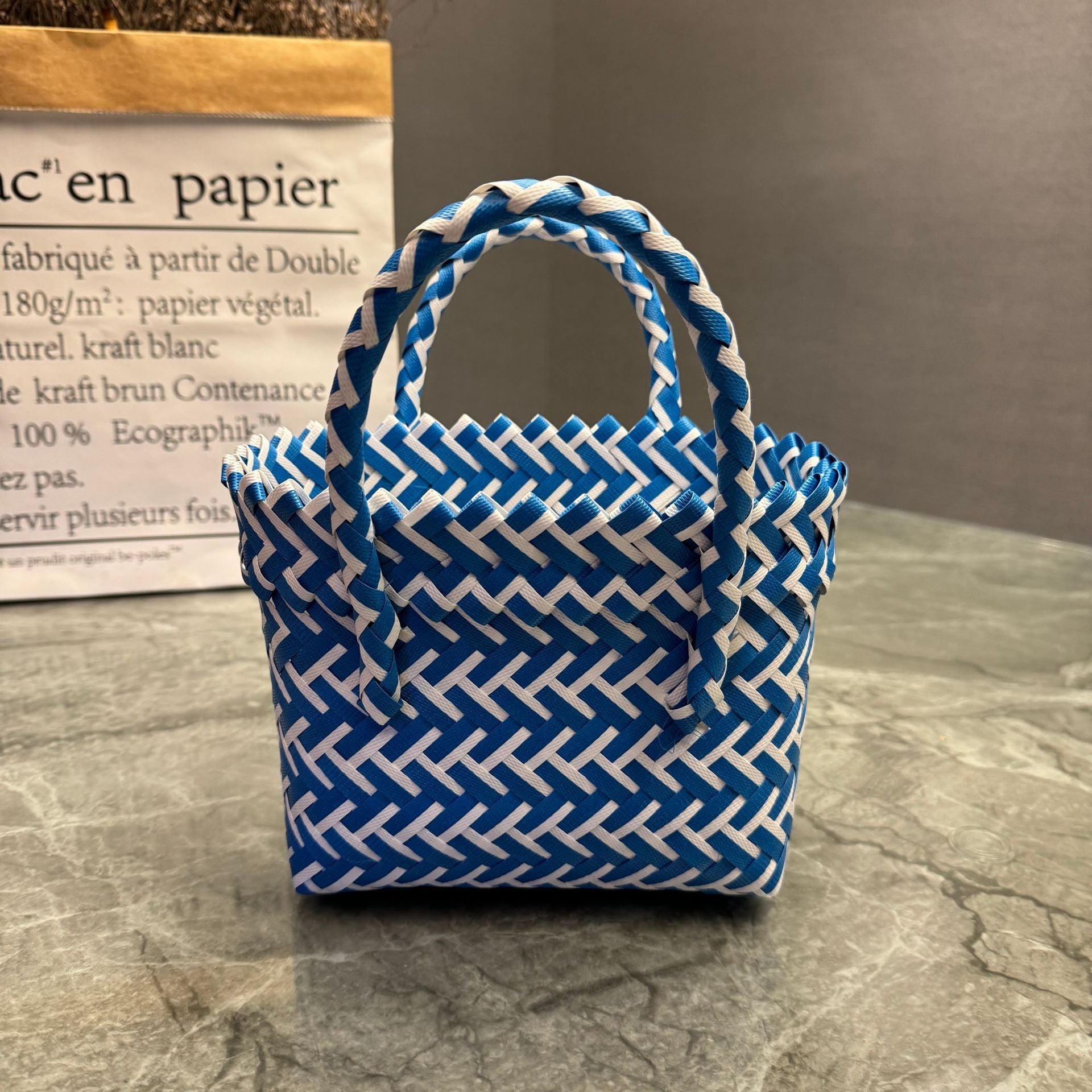 Plastic Woven Beach Basket Bag