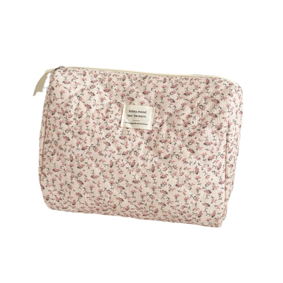 Corduroy All-Over Floral Cosmetic Bag