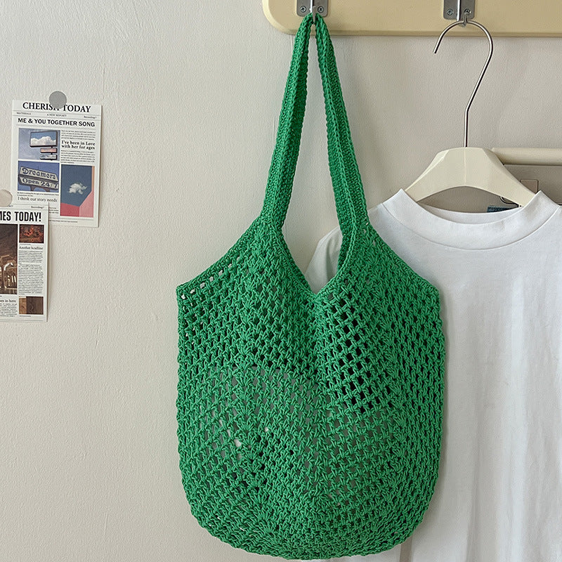 Handwoven Crochet Mesh Knit Shoulder Tote Bag