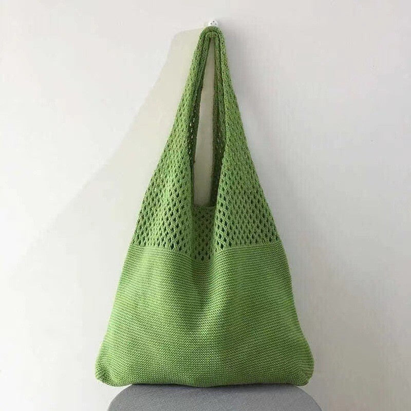 Handwoven Crochet Mesh Knit Shoulder Tote Bag