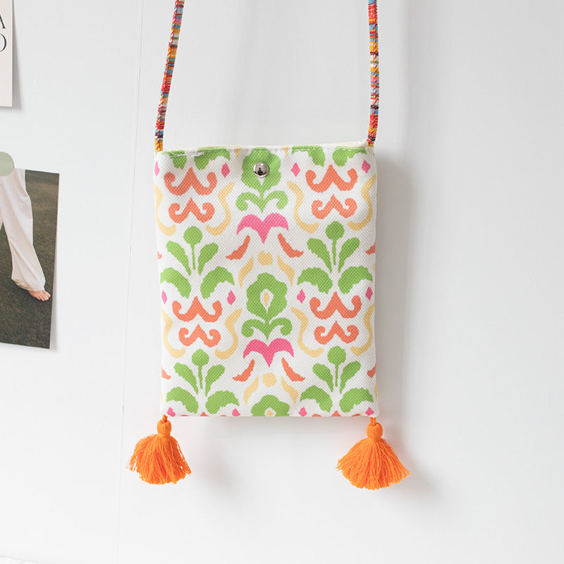 2026 Spring Summer New Ethnic Artistic Phone Crossbody Cloth Bag