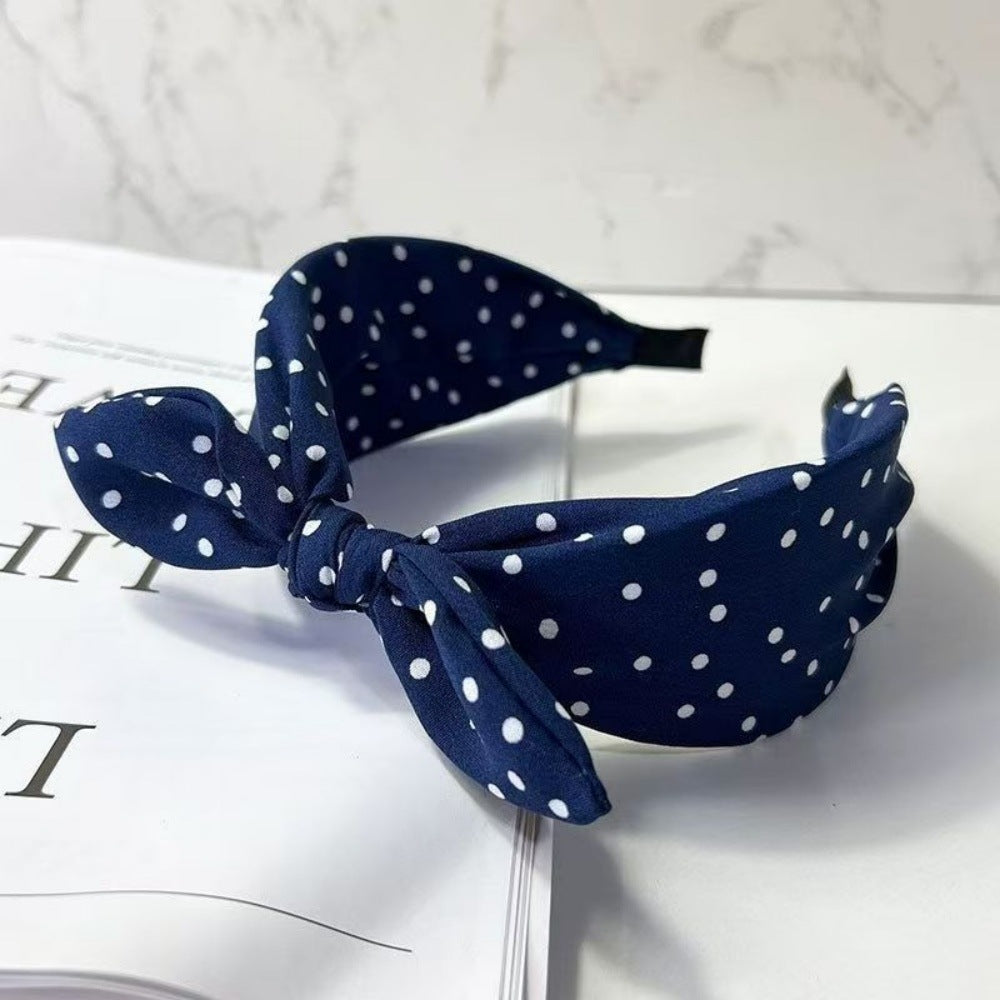 Retro Polka Dot Bow Wide Headband