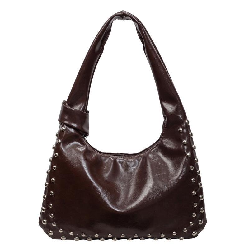 Slouchy Studded PU Shoulder Hobo Bag