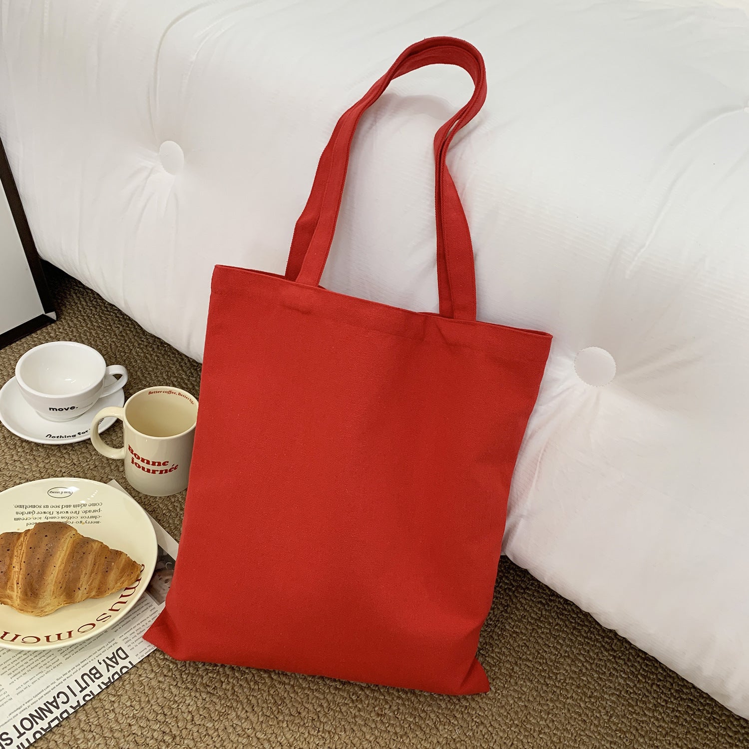 2026 Women  Colored Blank Canvas Tote Bag