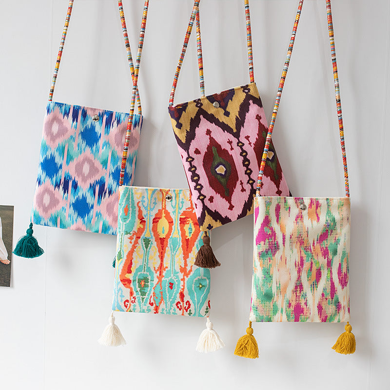 2026 Spring Summer New Ethnic Artistic Phone Crossbody Cloth Bag