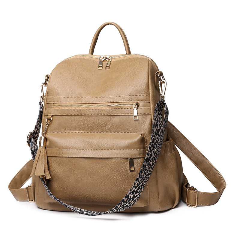 Women Large Trendy Vintage Soft Leather Convertible Shoulder Backpack