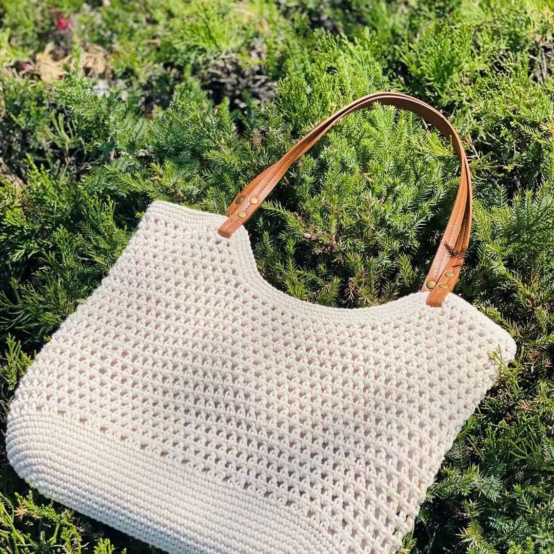 Lightweight Fishnet Knitted Shoulder Tote Bag
