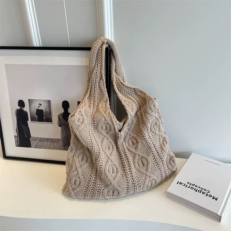 Women Straw Beach Black Stripe 2026 New Casual Summer Shoulder Tote Bag