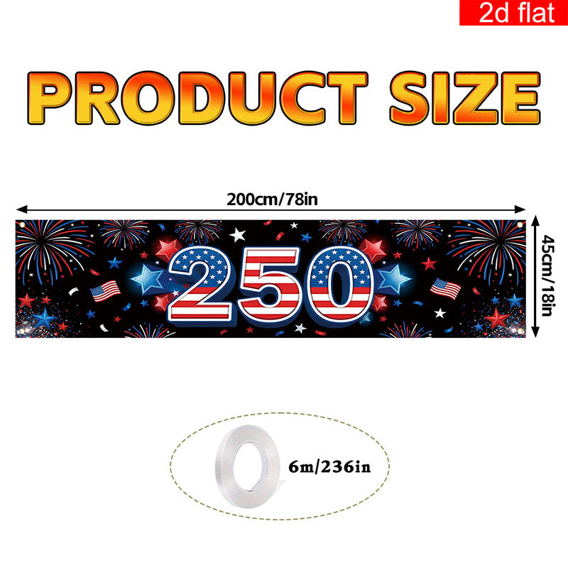 Independence Day 250th Anniversary Hanging Flag Banner