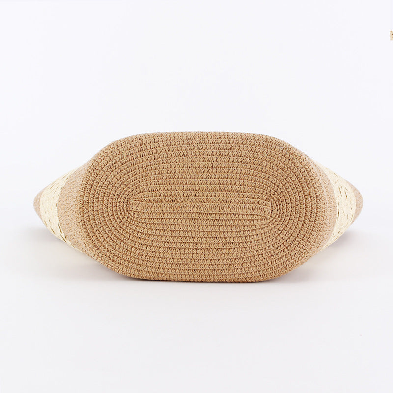 Women Striped Handwoven Large Capacity Tote Holiday Bag