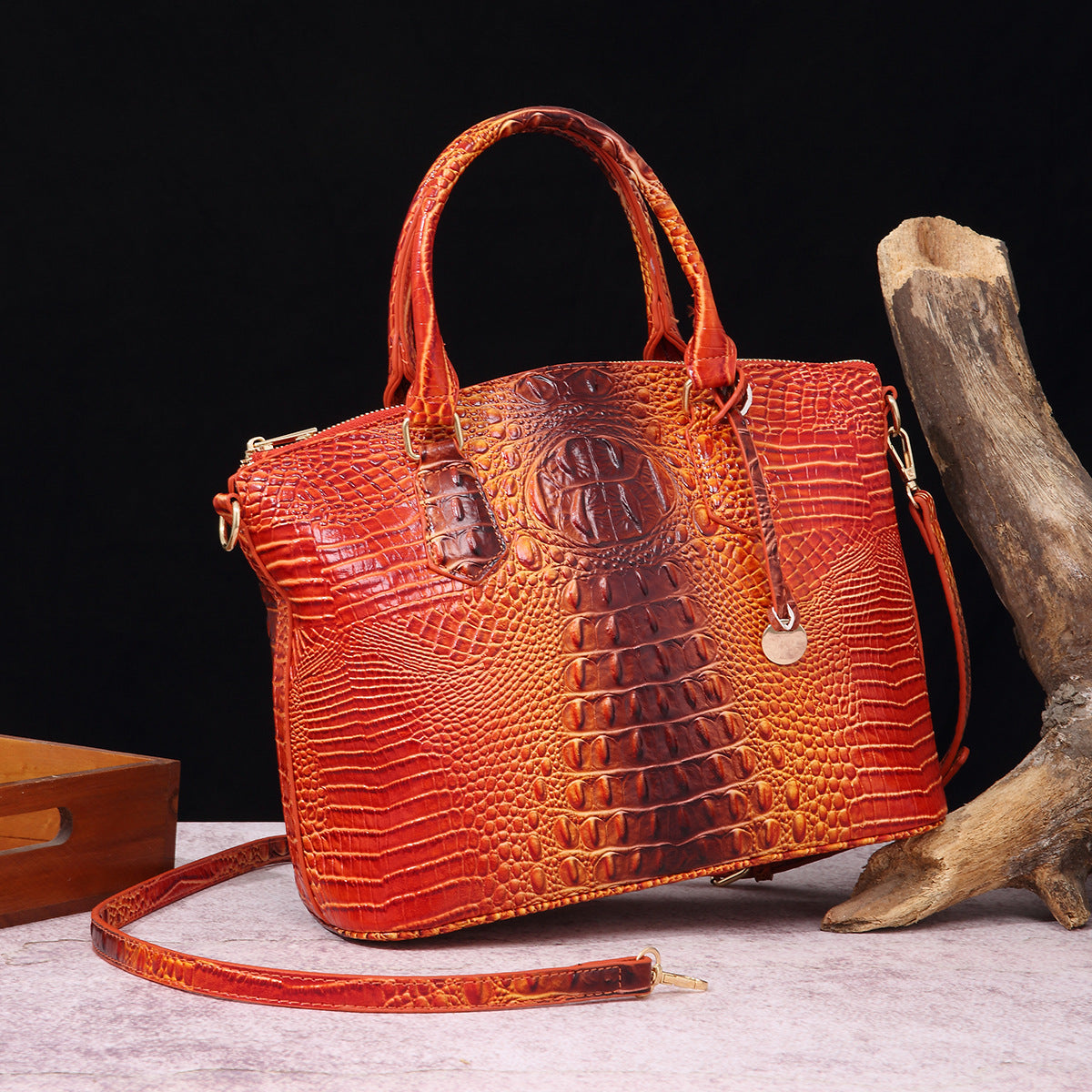 Portable Crossbody Retro Multi-Color Crocodile Pattern Bag