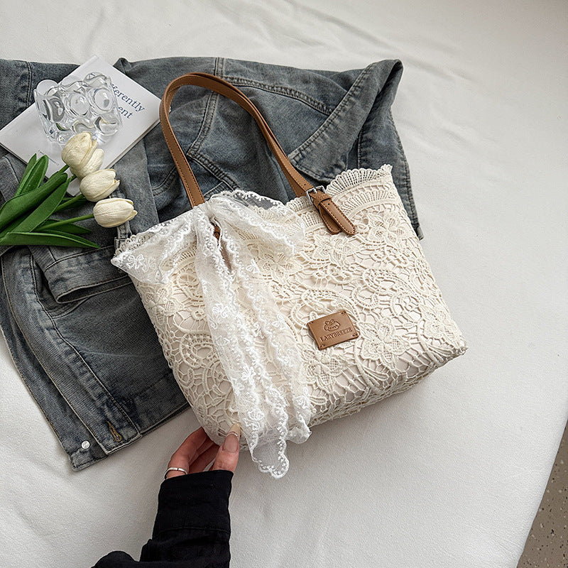 Unique Korean Large Woven Summer New Hollow Lazy Shoulder Beach Bag