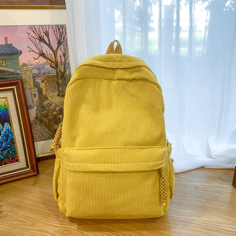 Women 2026 Corduroy Backpack, Large Capacity Student School Bag