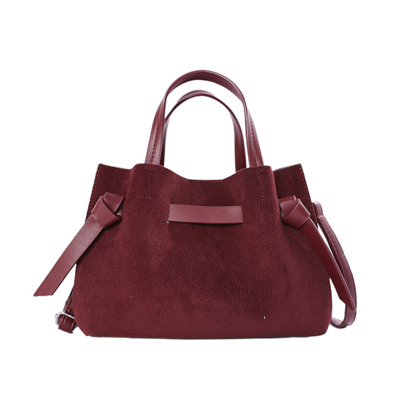 Vintage Suede Convertible Crossbody bag with Tie Detail