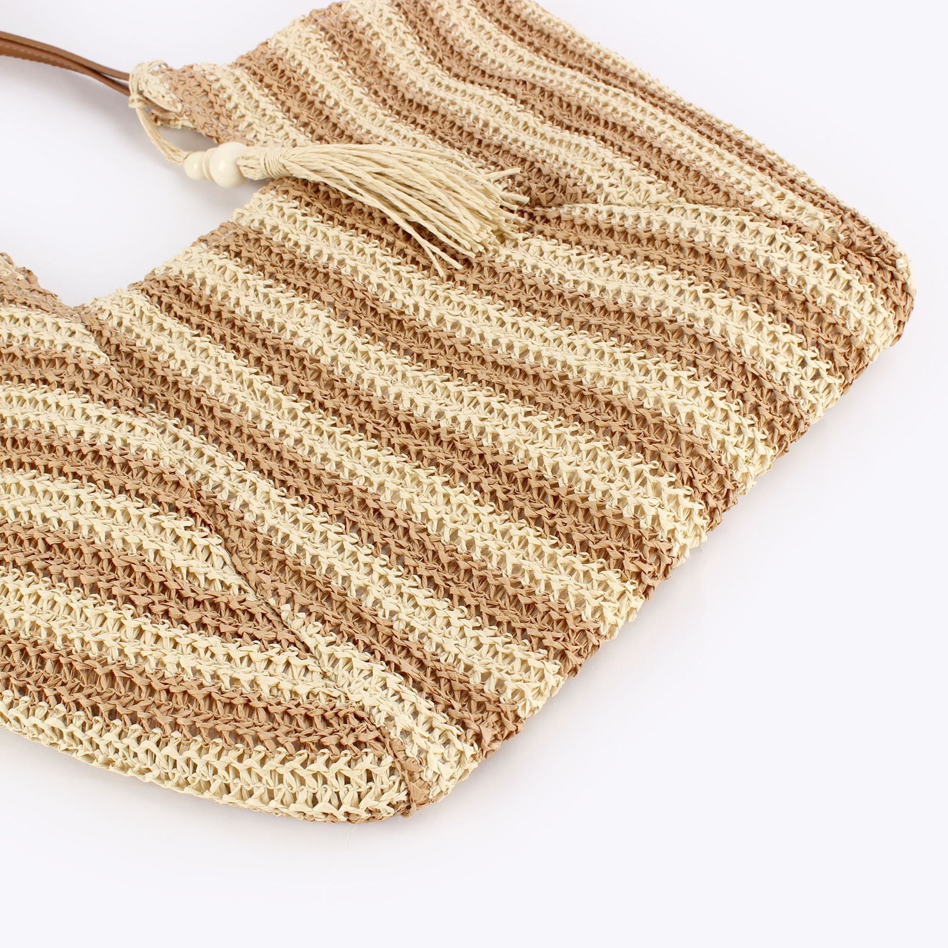 Striped Paper Straw Oversized Resort Shoulder Tote Bag