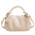 Soft PU Handbag with Knotted Handle and Crossbody Strap