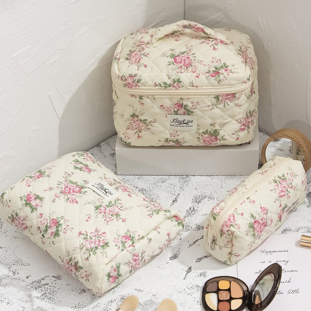 Fresh Floral Cotton Cosmetic Bag