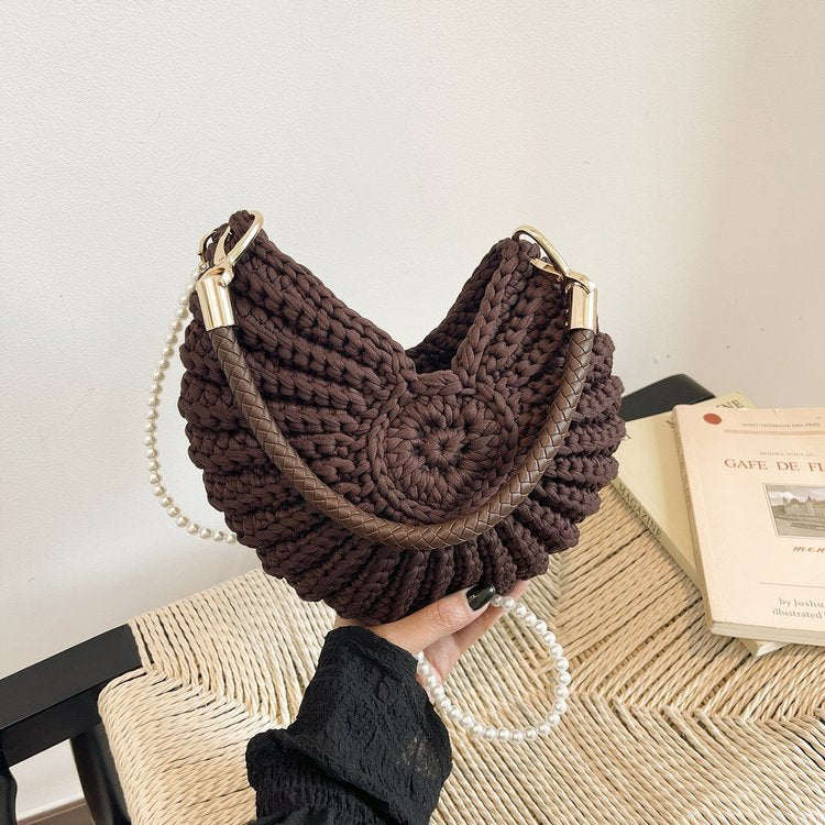 Women Handmade Woven Beach Conch Shell Crossbody Bag
